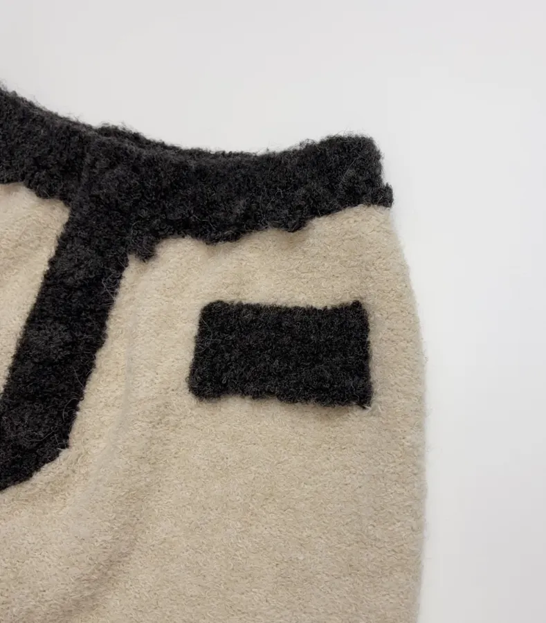 Ivory and Charcoal Colour-Block Casual Trousers in Ivory, product view 07