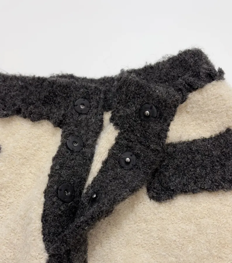 Ivory and Charcoal Colour-Block Casual Trousers in Ivory, product view 09