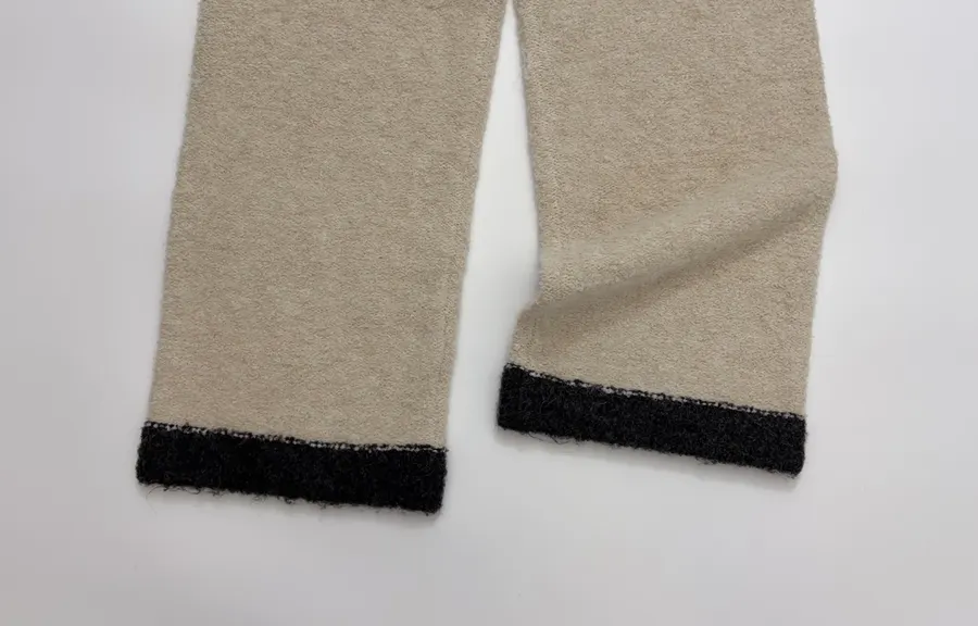 Ivory and Charcoal Colour-Block Casual Trousers in Ivory, product view 11
