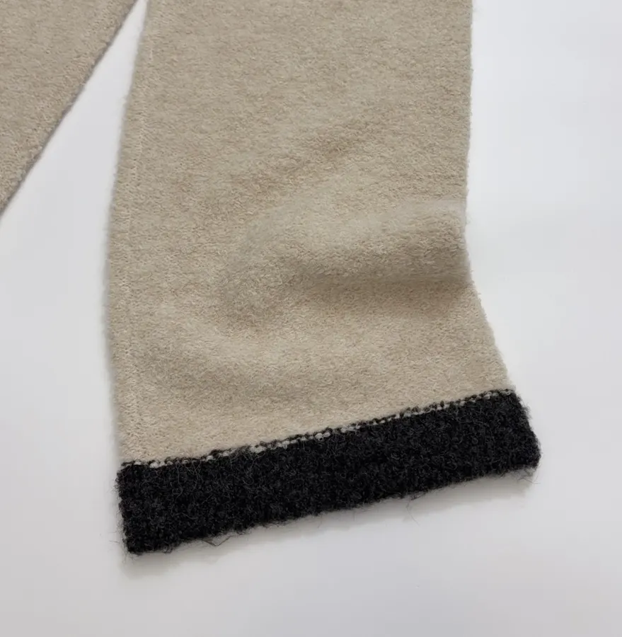 Ivory and Charcoal Colour-Block Casual Trousers in Ivory, product view 12