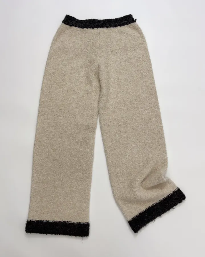 Ivory and Charcoal Colour-Block Casual Trousers in Ivory, product view 16