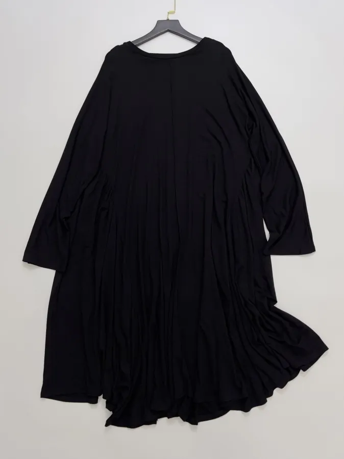 Pleated Wool Dress in Black, product view 03