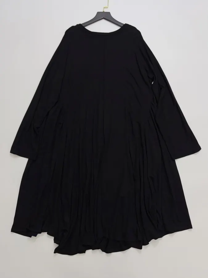 Pleated Wool Dress in Black, product view 04