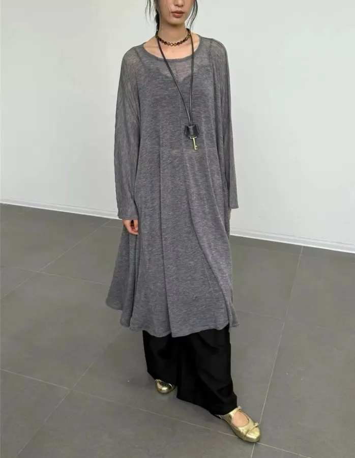 Pleated Wool Dress in Black, product view 21