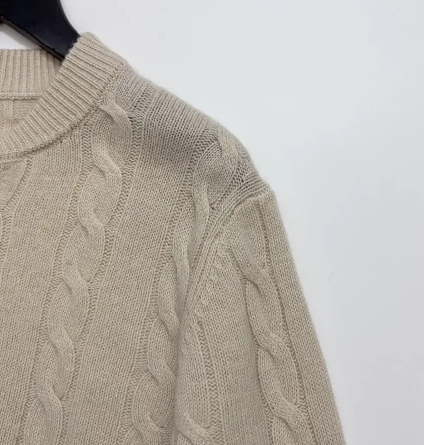 Sweater Cable-Knit Zip-Up Cardigan Outerwear in Taupe, product view 03