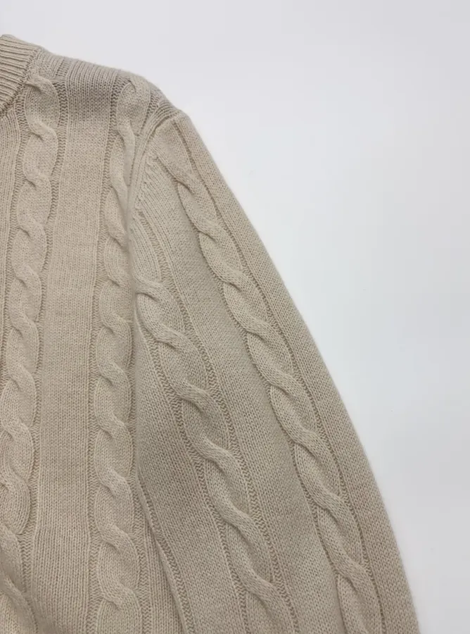 Sweater Cable-Knit Zip-Up Cardigan Outerwear in Taupe, product view 04
