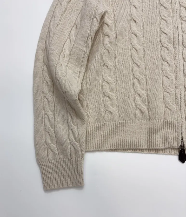 Sweater Cable-Knit Zip-Up Cardigan Outerwear in Taupe, product view 07