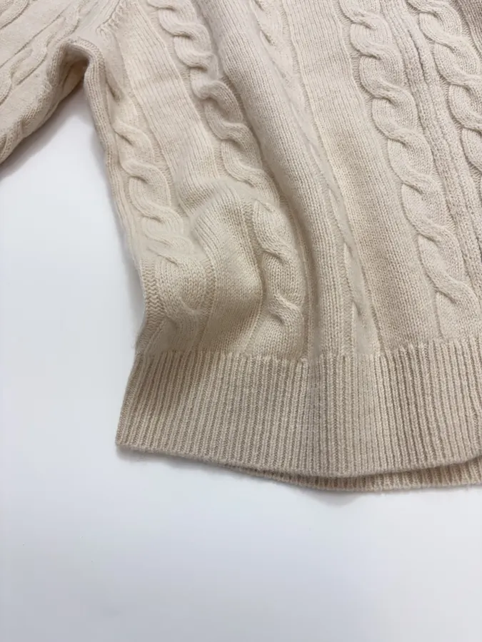 Sweater Cable-Knit Zip-Up Cardigan Outerwear in Taupe, product view 08