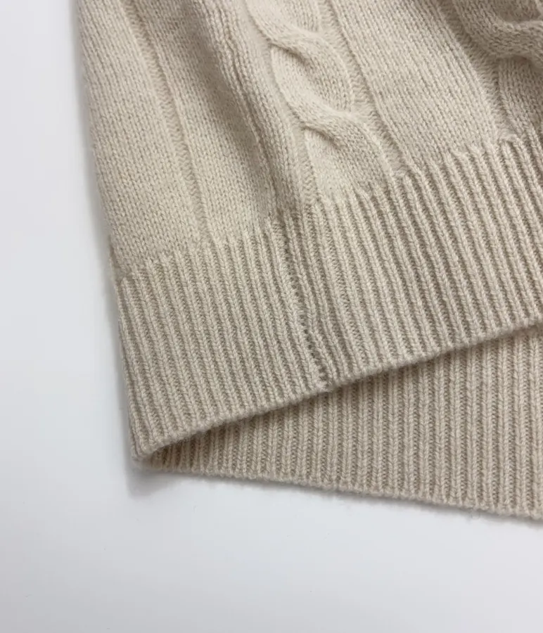Sweater Cable-Knit Zip-Up Cardigan Outerwear in Taupe, product view 09
