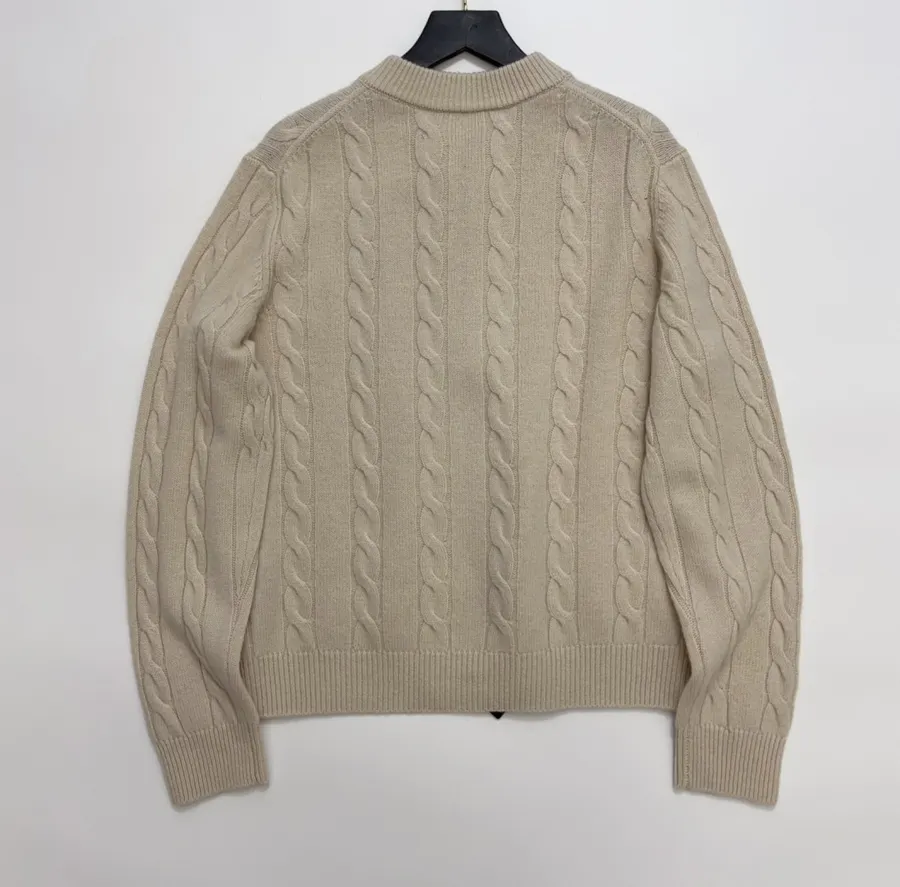 Sweater Cable-Knit Zip-Up Cardigan Outerwear in Taupe, product view 13