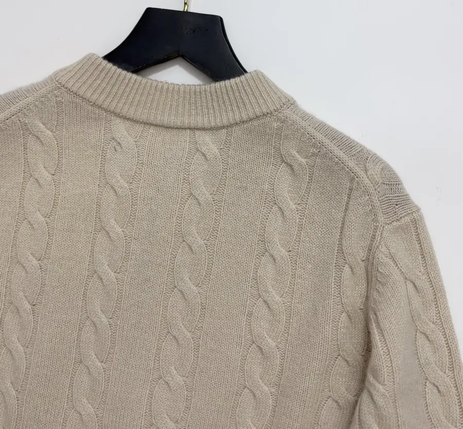 Sweater Cable-Knit Zip-Up Cardigan Outerwear in Taupe, product view 14