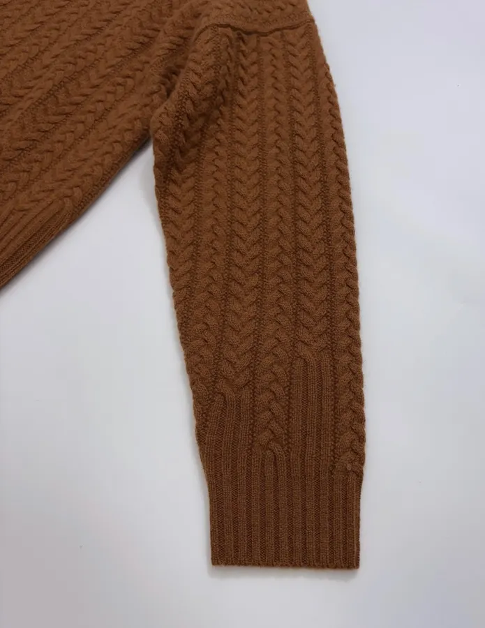 Half-High-Neck Long-Sleeve Knitted Sweater in Rust, product view 05