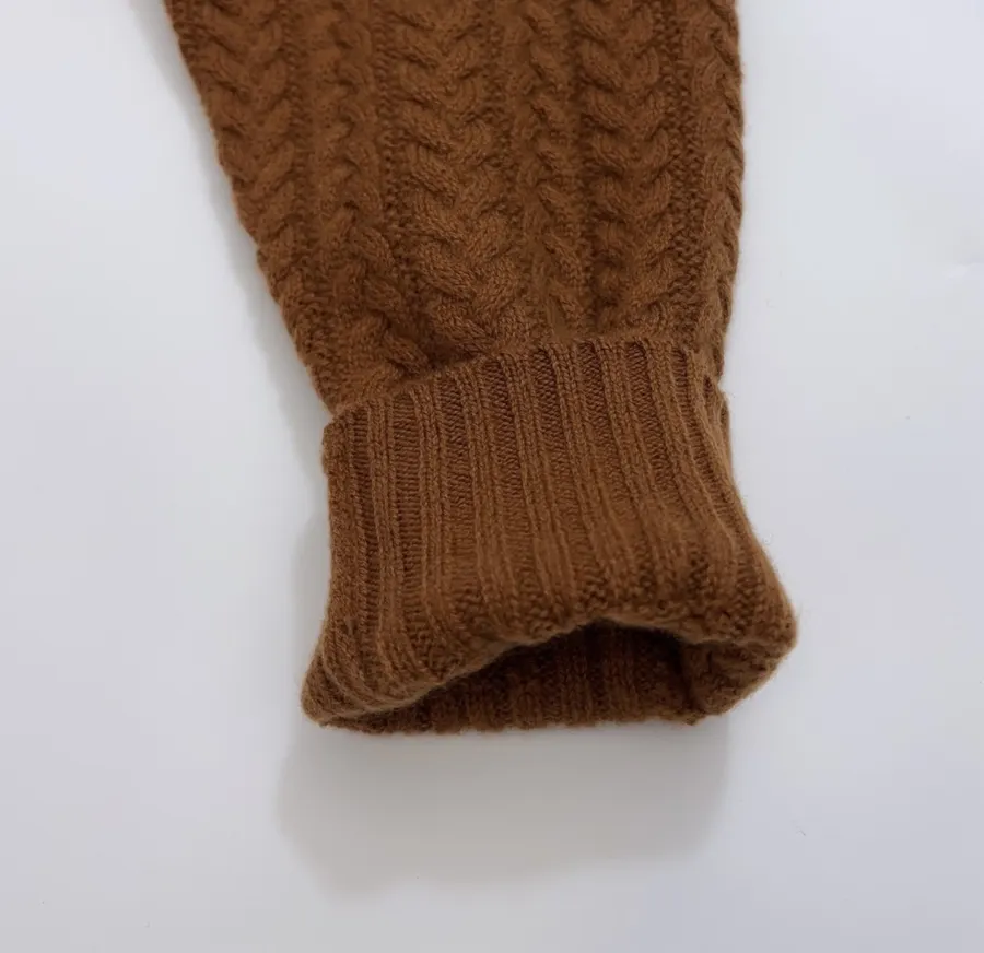 Half-High-Neck Long-Sleeve Knitted Sweater in Rust, product view 06