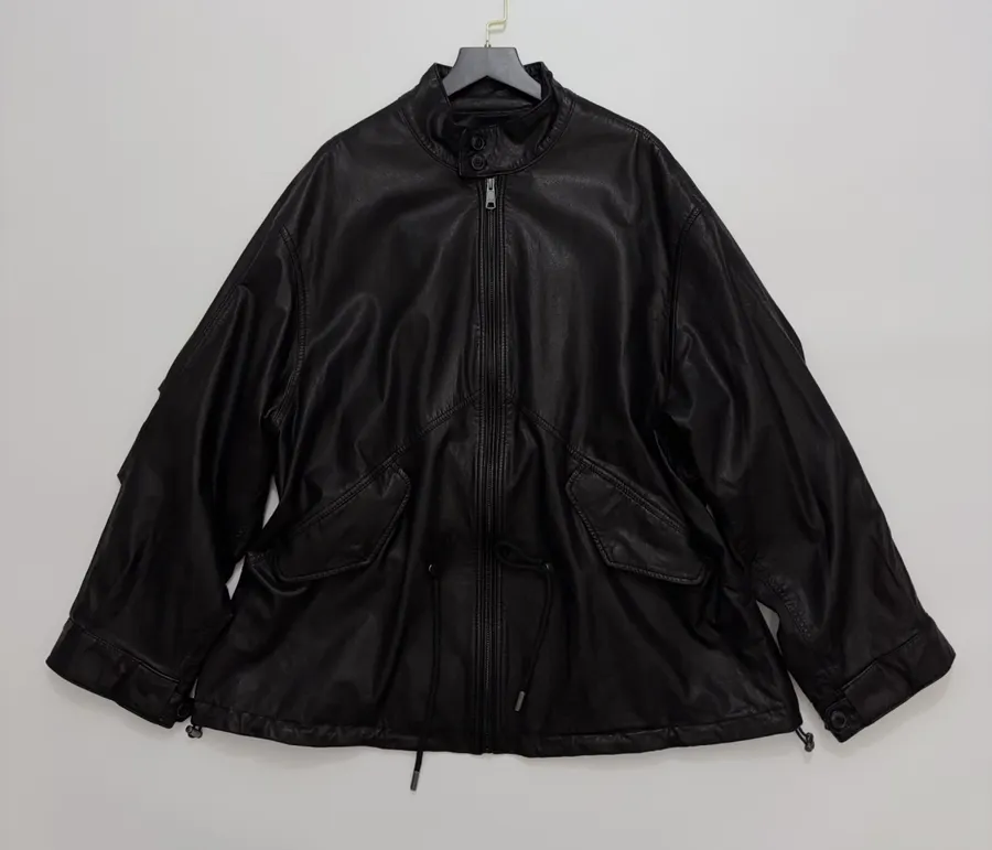 Lambskin-Panel Raglan Stand-Collar Jacket in Black, product view 01