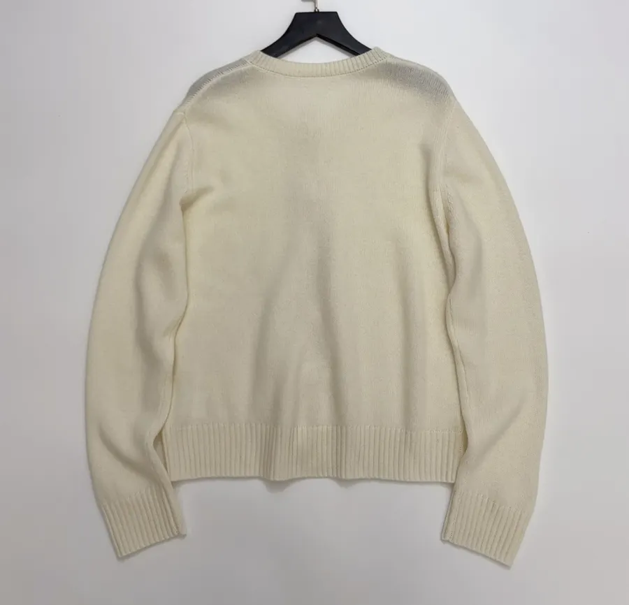 Round-Neck Metal-Button Minimalist Versatile Knitted Cardigan in Oatmeal, product view 13