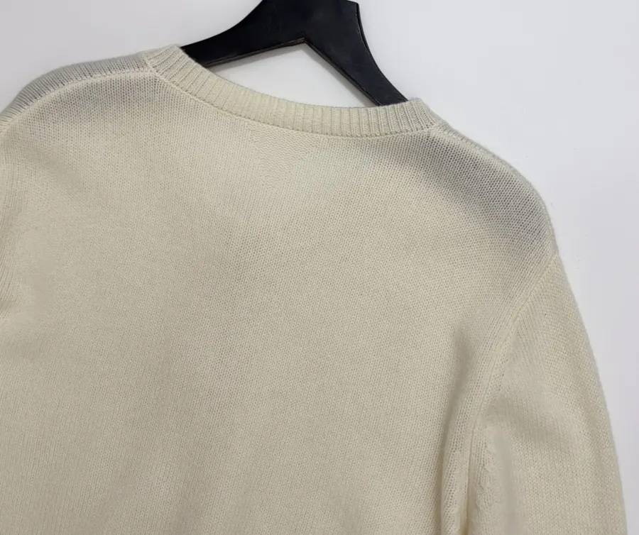 Round-Neck Metal-Button Minimalist Versatile Knitted Cardigan in Oatmeal, product view 14