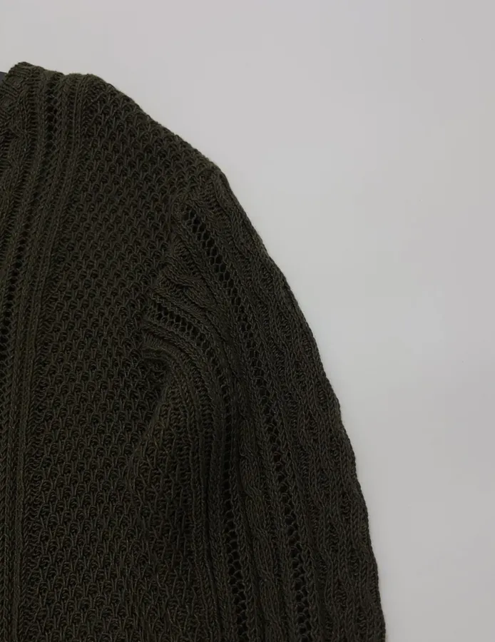 Loose-fit Cable-Knit Sweater Pullover in Olive Green, product view 07