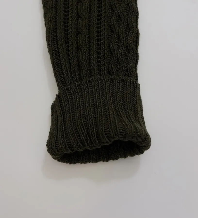 Loose-fit Cable-Knit Sweater Pullover in Olive Green, product view 10