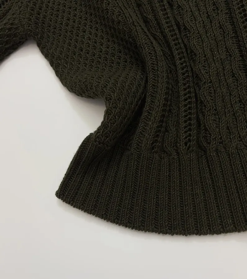 Loose-fit Cable-Knit Sweater Pullover in Olive Green, product view 12