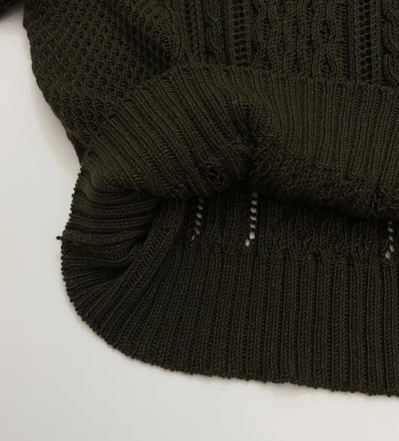 Loose-fit Cable-Knit Sweater Pullover in Olive Green, product view 14