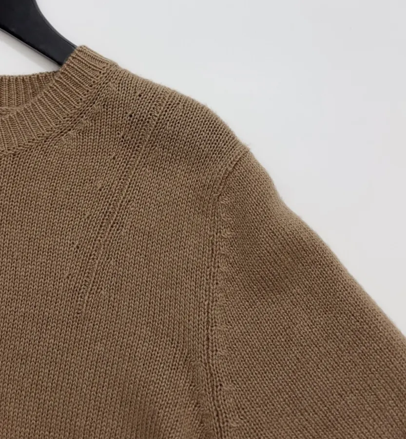 Brown Beaded Detachable-Shawl Short-Sleeve Knit Top in Brown, product view 11