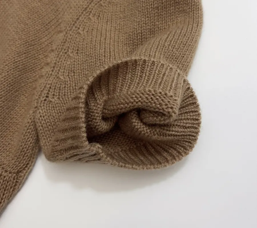Brown Beaded Detachable-Shawl Short-Sleeve Knit Top in Brown, product view 13