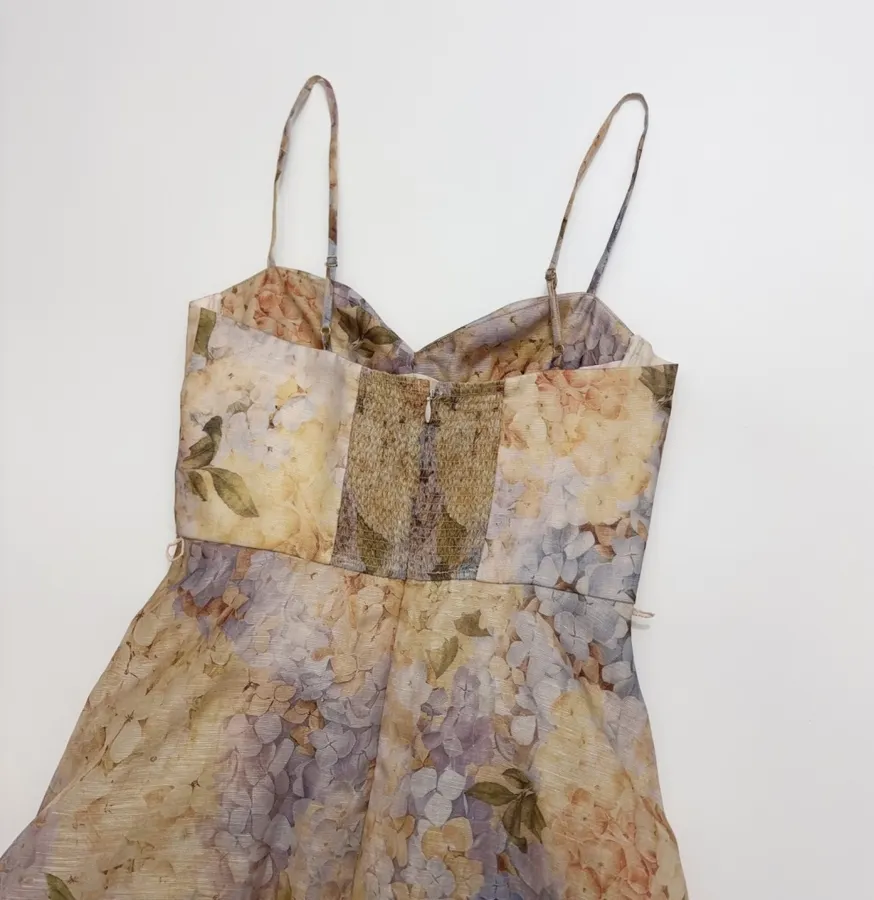 Strapless Dress with Strapless Bodice, Lace Paneling, and Cinched Waist in Multicolor, product view 15
