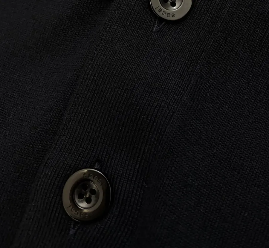 Back-Pressed Pleated Striped Shirt Knitted Cardigan in Navy, product view 06