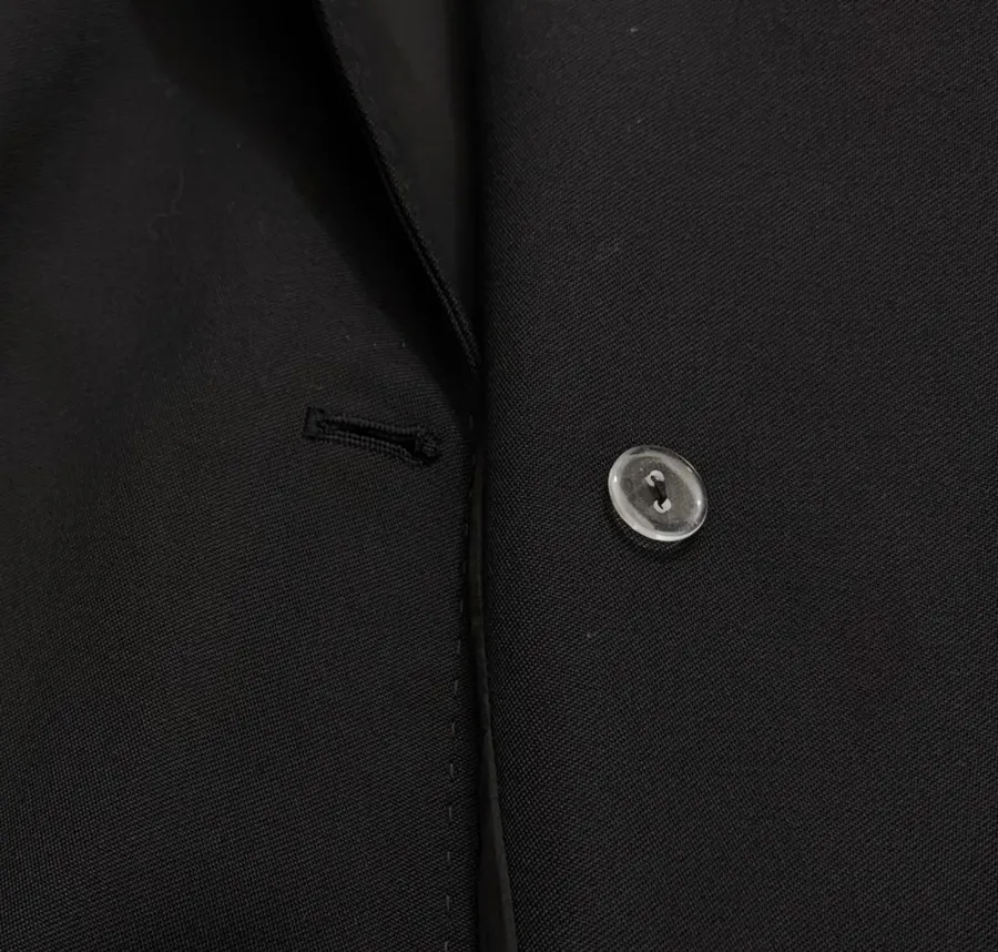 Wool Material Hand-Sewn Thread Waistcoat in Black, product view 13