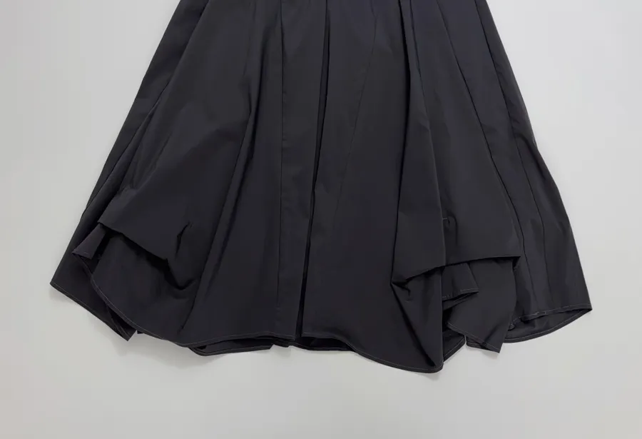 Loose Wide-Leg Long Pants, Casual Bloomer A-Line Culottes in Black, product view 08
