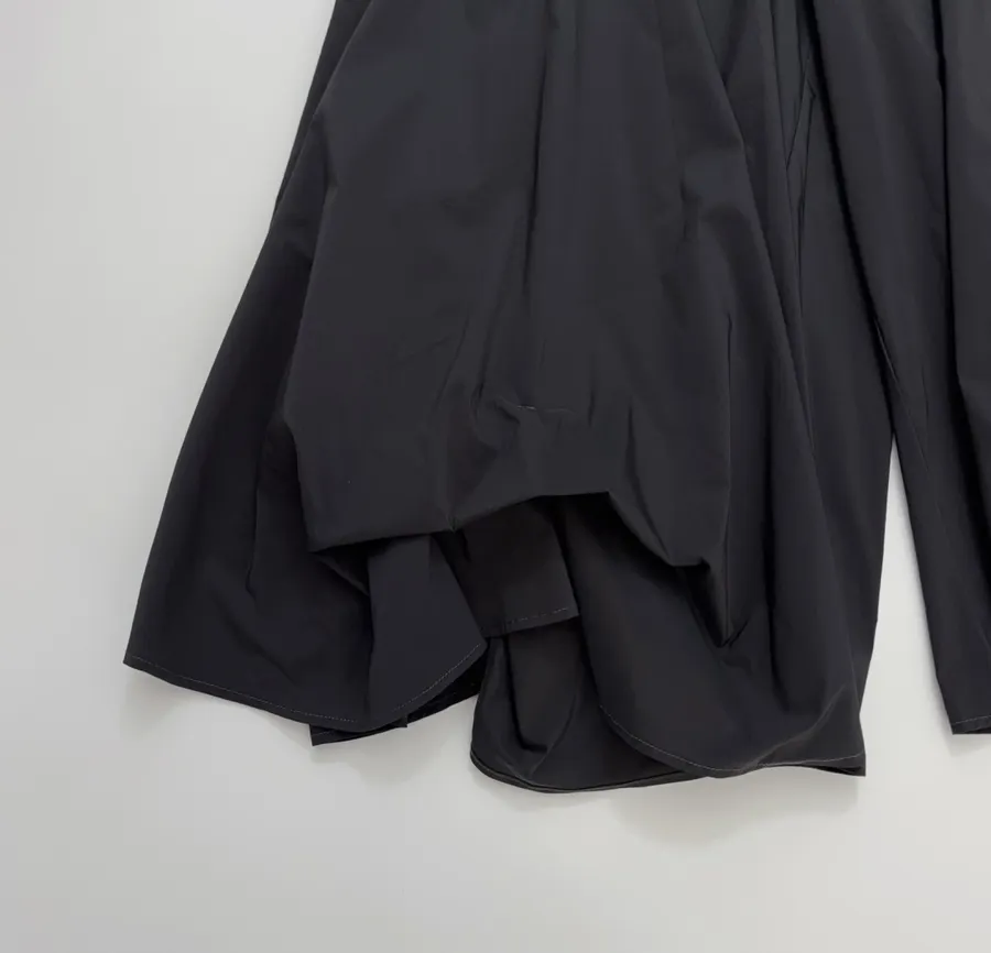 Loose Wide-Leg Long Pants, Casual Bloomer A-Line Culottes in Black, product view 09