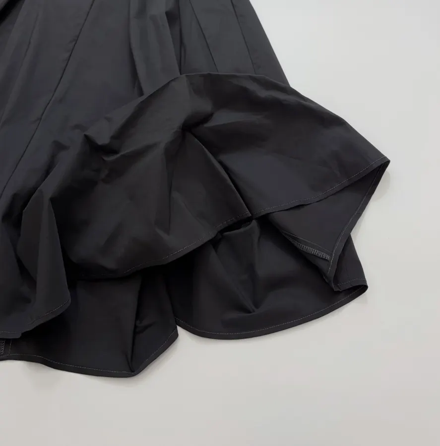 Loose Wide-Leg Long Pants, Casual Bloomer A-Line Culottes in Black, product view 11