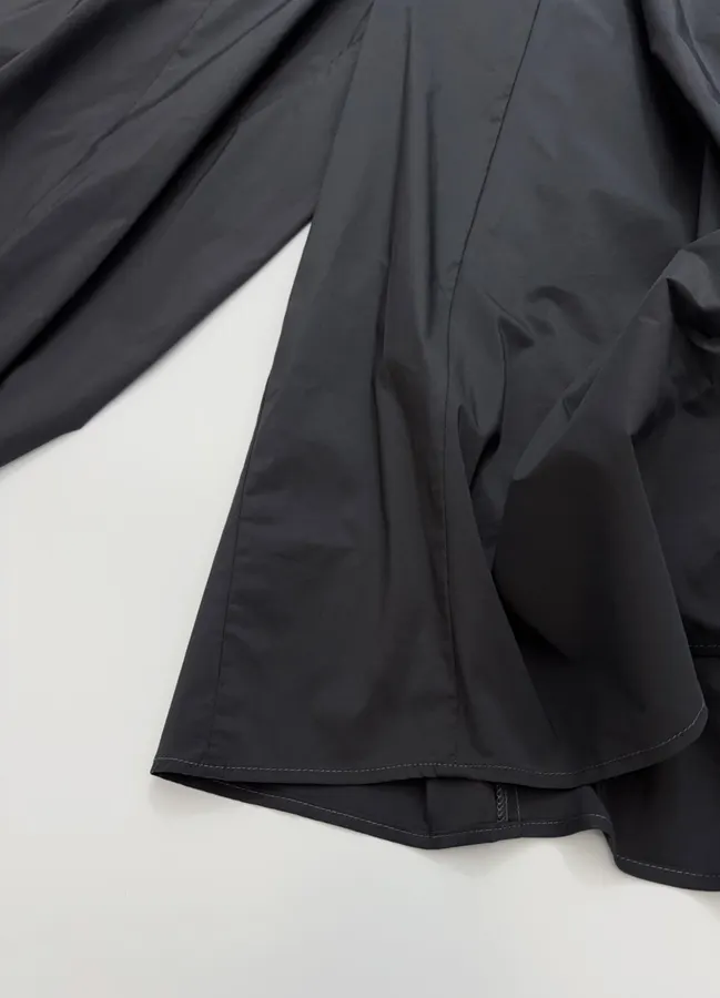 Loose Wide-Leg Long Pants, Casual Bloomer A-Line Culottes in Black, product view 13
