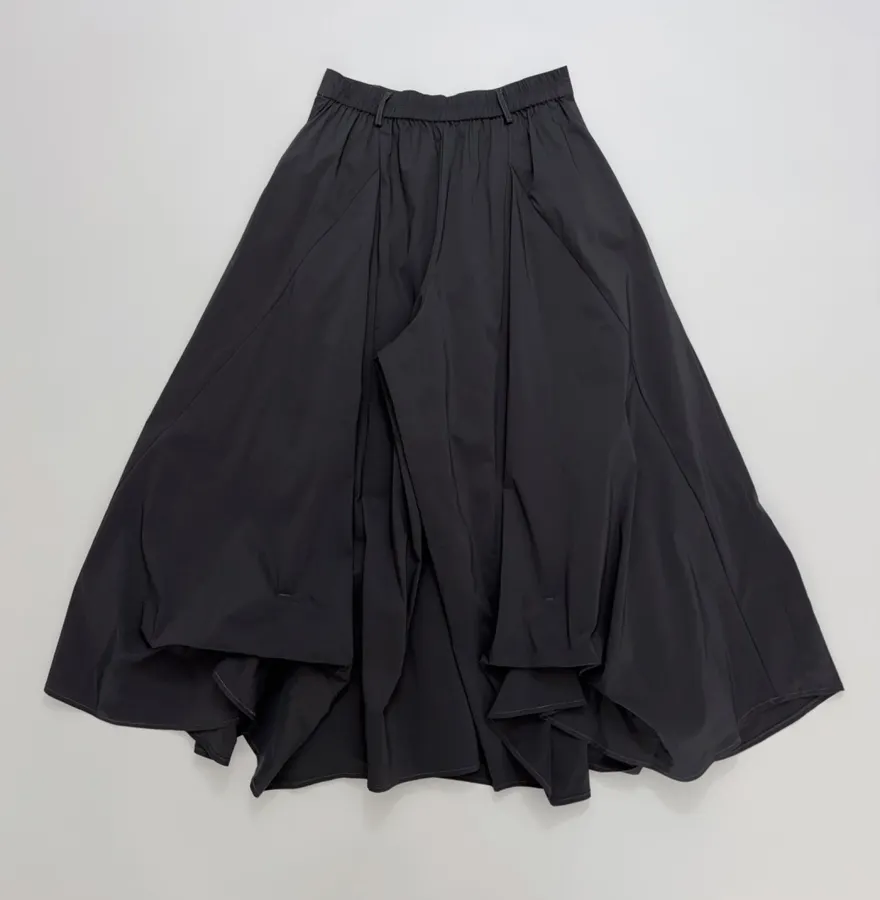 Loose Wide-Leg Long Pants, Casual Bloomer A-Line Culottes in Black, product view 14
