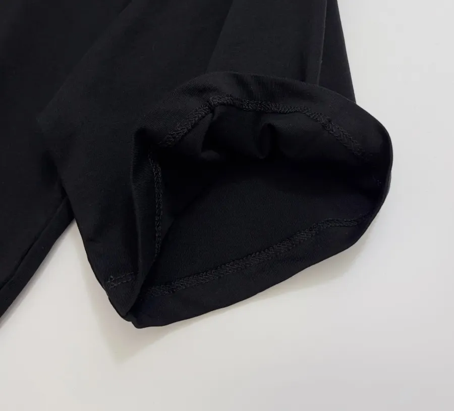 Letter Print Short-Sleeve Crew Neck T-Shirt Top in Black, product view 05