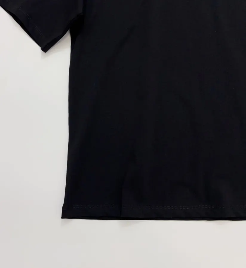 Letter Print Short-Sleeve Crew Neck T-Shirt Top in Black, product view 06