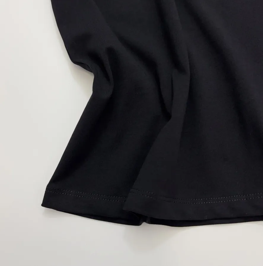 Letter Print Short-Sleeve Crew Neck T-Shirt Top in Black, product view 07
