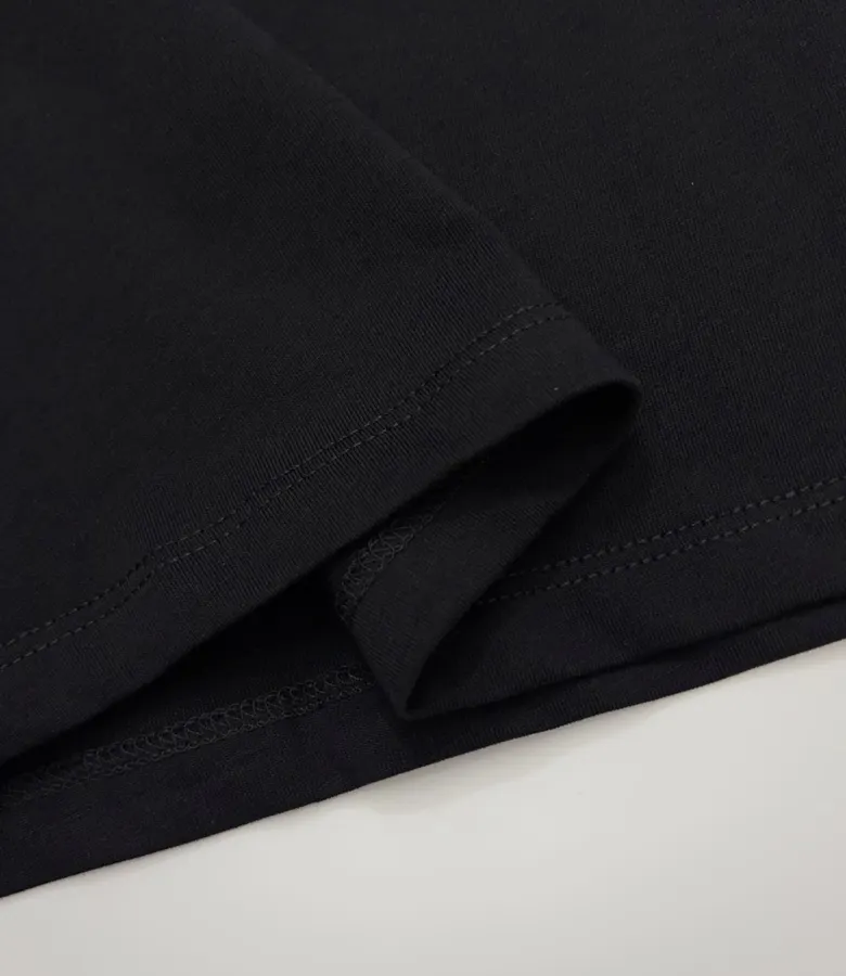 Letter Print Short-Sleeve Crew Neck T-Shirt Top in Black, product view 08