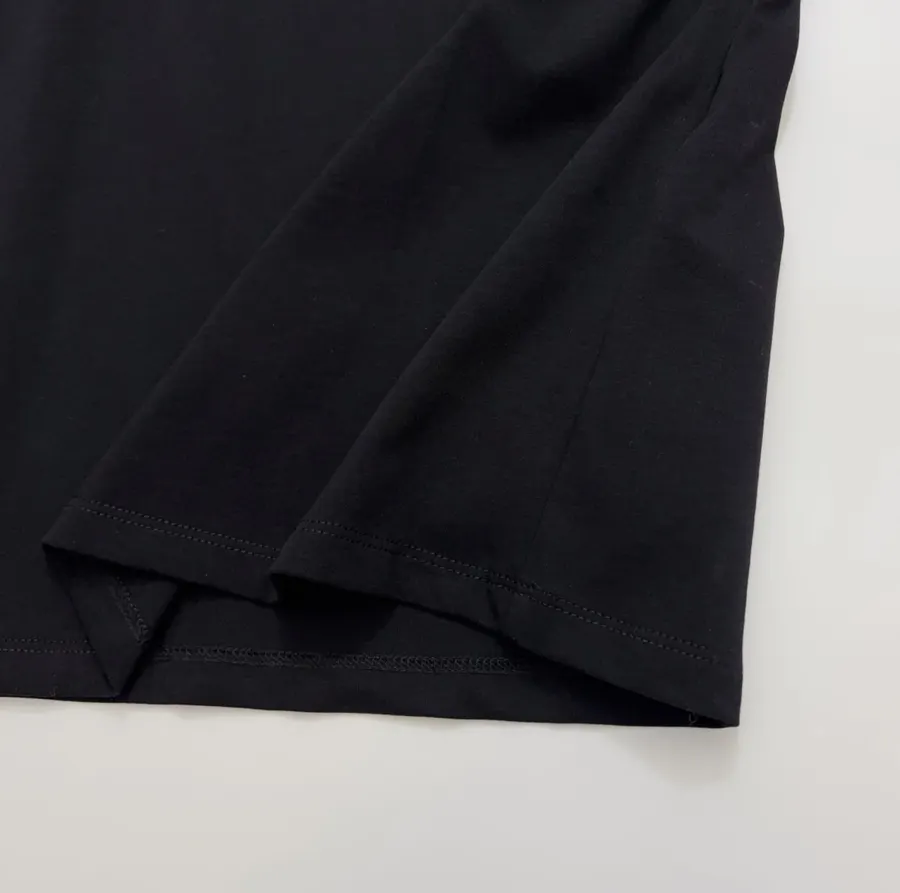 Letter Print Short-Sleeve Crew Neck T-Shirt Top in Black, product view 10