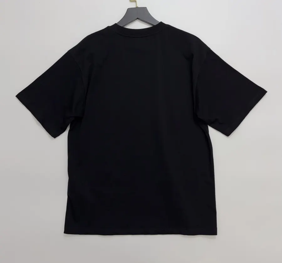 Letter Print Short-Sleeve Crew Neck T-Shirt Top in Black, product view 11