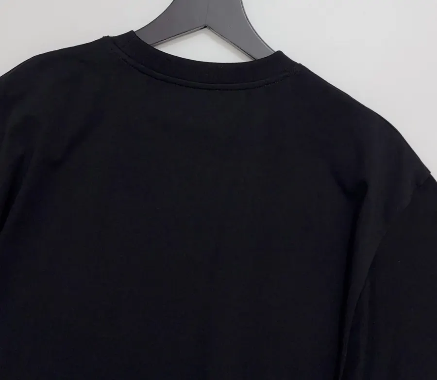 Letter Print Short-Sleeve Crew Neck T-Shirt Top in Black, product view 12