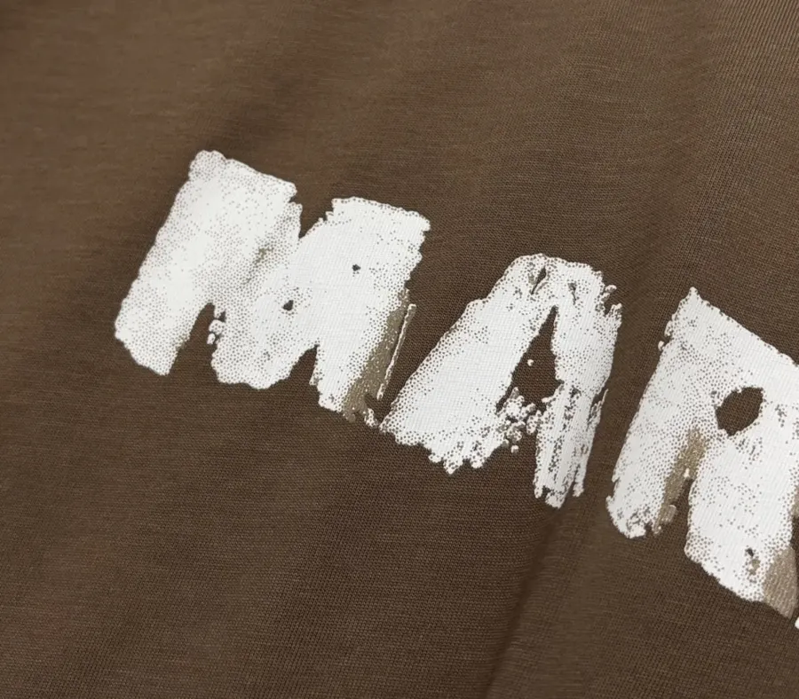 Graffiti Letter Loose Crew Neck Short-Sleeve T-Shirt Top in Dark Brown, product view 05