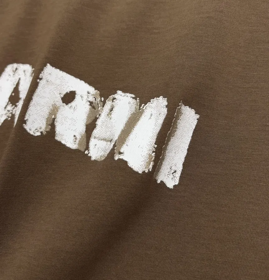 Graffiti Letter Loose Crew Neck Short-Sleeve T-Shirt Top in Dark Brown, product view 06