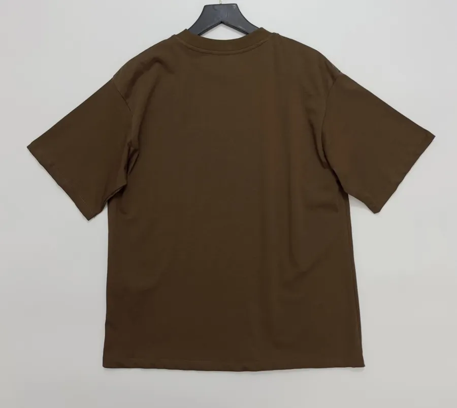 Graffiti Letter Loose Crew Neck Short-Sleeve T-Shirt Top in Dark Brown, product view 10