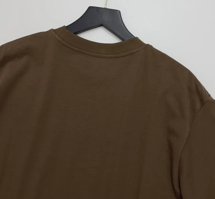 Graffiti Letter Loose Crew Neck Short-Sleeve T-Shirt Top in Dark Brown, product view 11