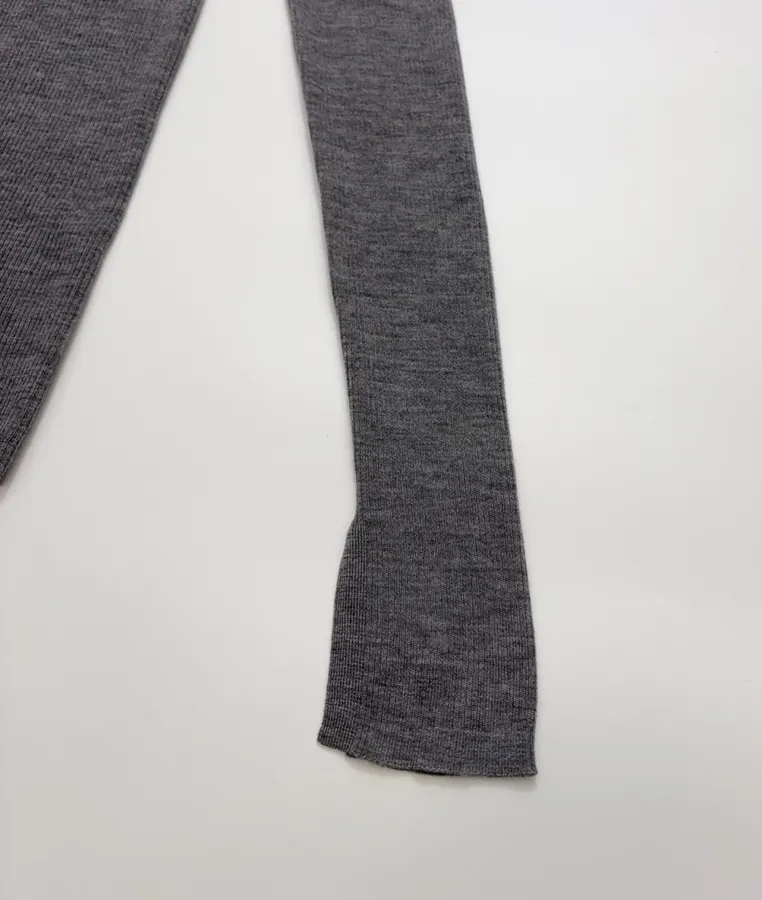 Grey Mock-Neck Slim-Fit Long-Sleeve Knit Top in Gray, product view 04