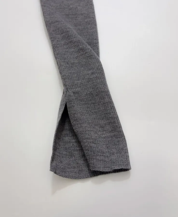 Grey Mock-Neck Slim-Fit Long-Sleeve Knit Top in Gray, product view 05