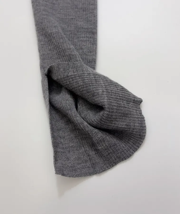 Grey Mock-Neck Slim-Fit Long-Sleeve Knit Top in Gray, product view 06