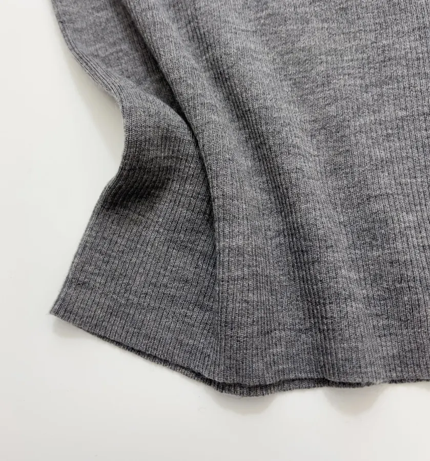 Grey Mock-Neck Slim-Fit Long-Sleeve Knit Top in Gray, product view 08