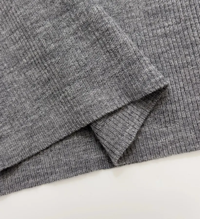 Grey Mock-Neck Slim-Fit Long-Sleeve Knit Top in Gray, product view 09